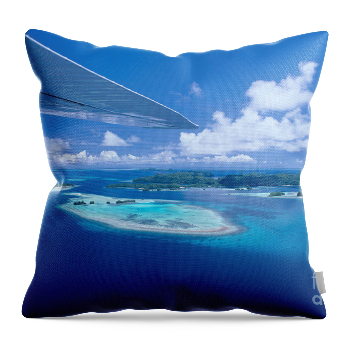 Aerial Throw Pillow featuring the photograph Palau Aerial by Ed Robinson - Printscapes