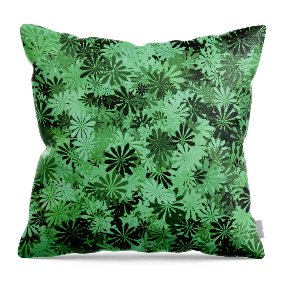 Flower Throw Pillow featuring the digital art Pale Green Floral Pattern by Aimee L Maher ALM GALLERY