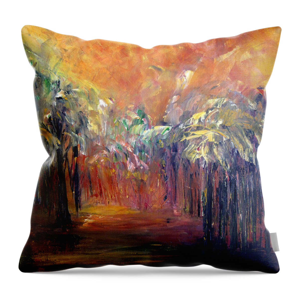 Palms Throw Pillow featuring the painting Palm Passage by Roberta Rotunda