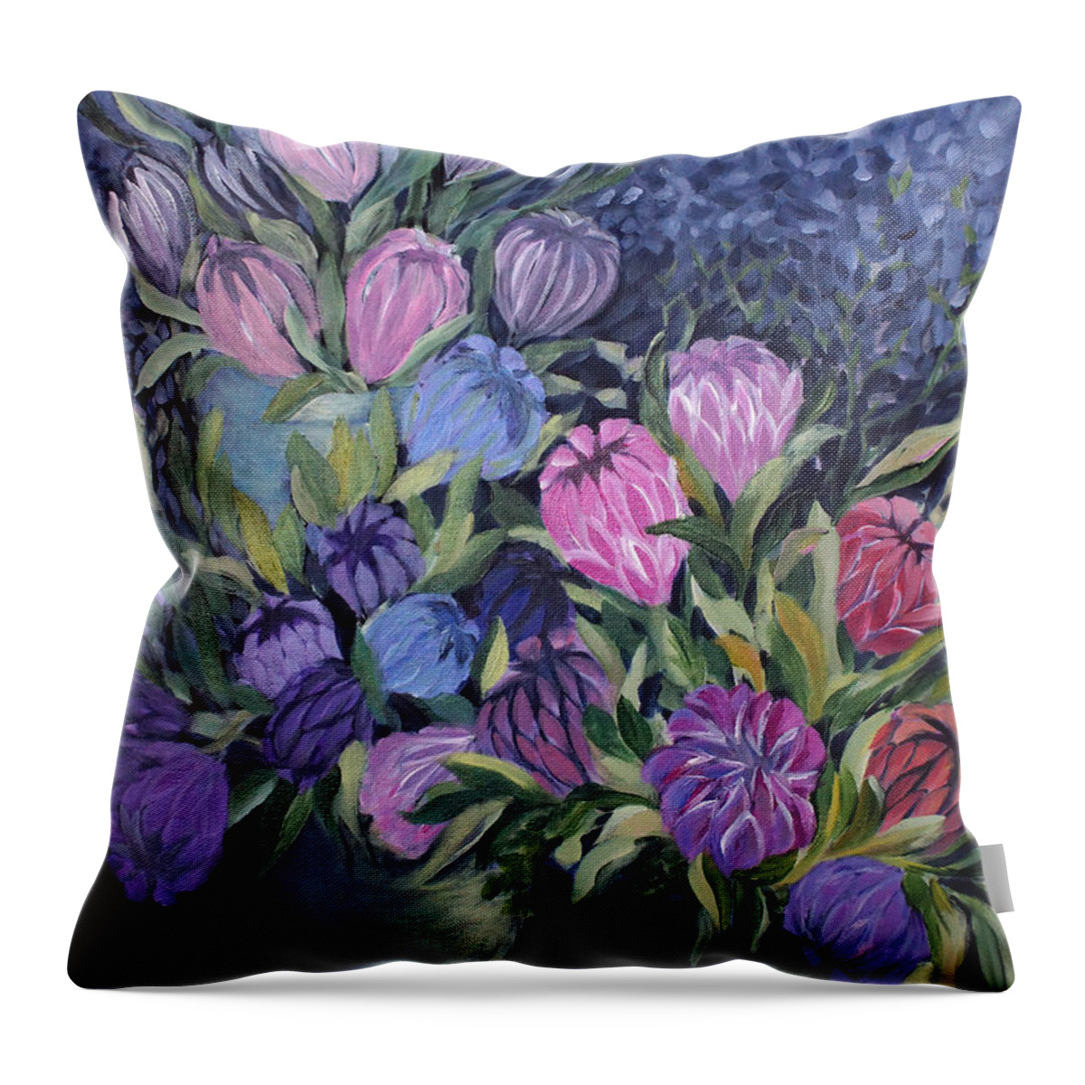 Floral Throw Pillow featuring the painting Palm Springs Market Favorites by Jo Smoley
