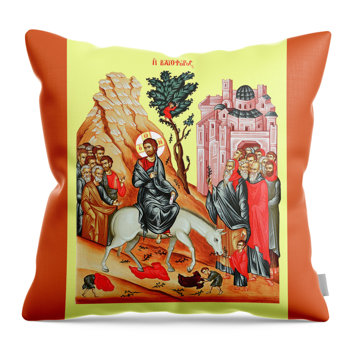 Byzantine Art Throw Pillow featuring the photograph Palm Sunday by Munir Alawi