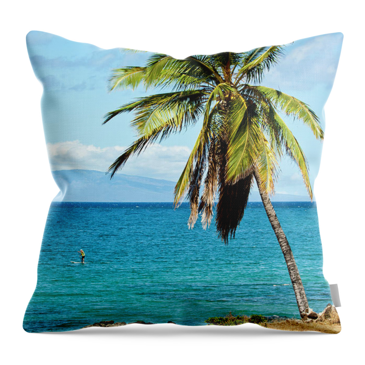 Hawaii Throw Pillow featuring the photograph Palms on Hawaiian beach 12 by Micah May
