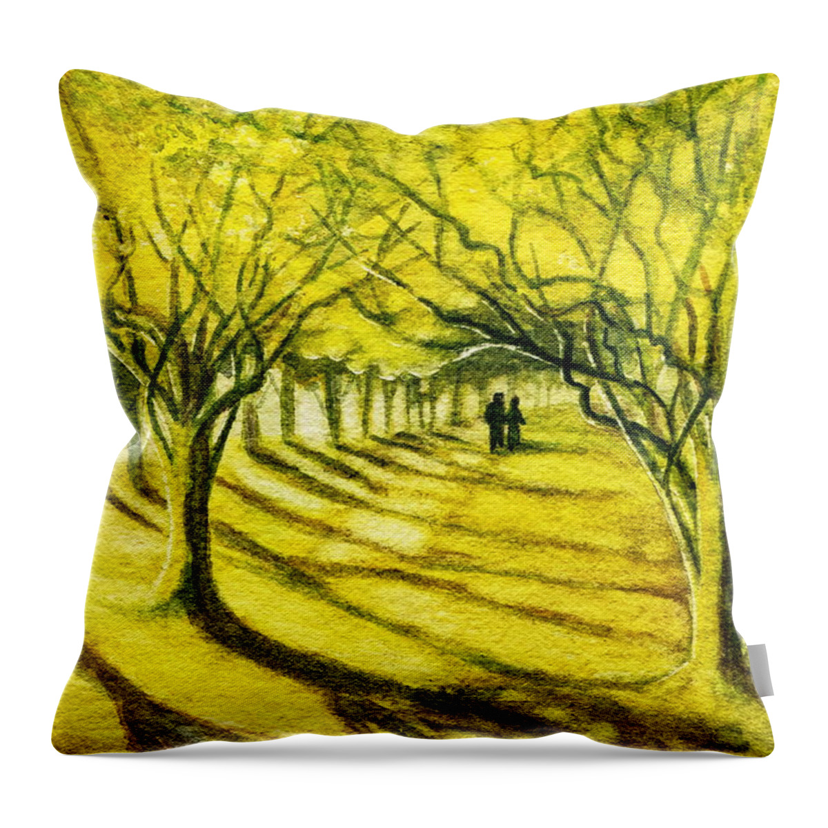 Palo Verde Trees Throw Pillow featuring the painting Palo Verde Pathway by Marilyn Smith