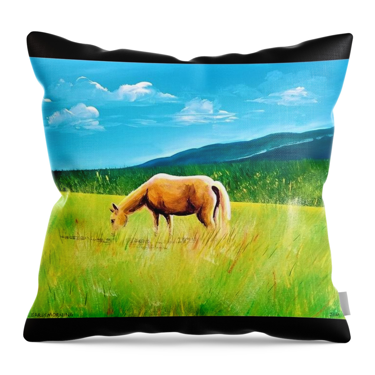Palomino Throw Pillow featuring the painting Palomino Early Morning by Jim Harris