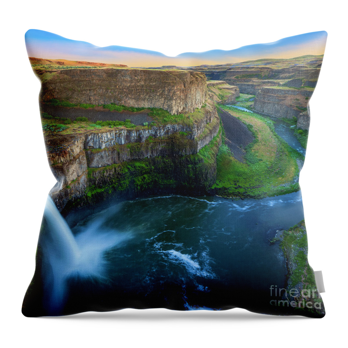 America Throw Pillow featuring the photograph Palouse Falls Pool by Inge Johnsson