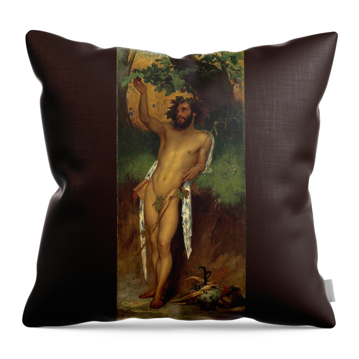 Frederic Leighton Throw Pillow featuring the painting Pan by Frederic Leighton