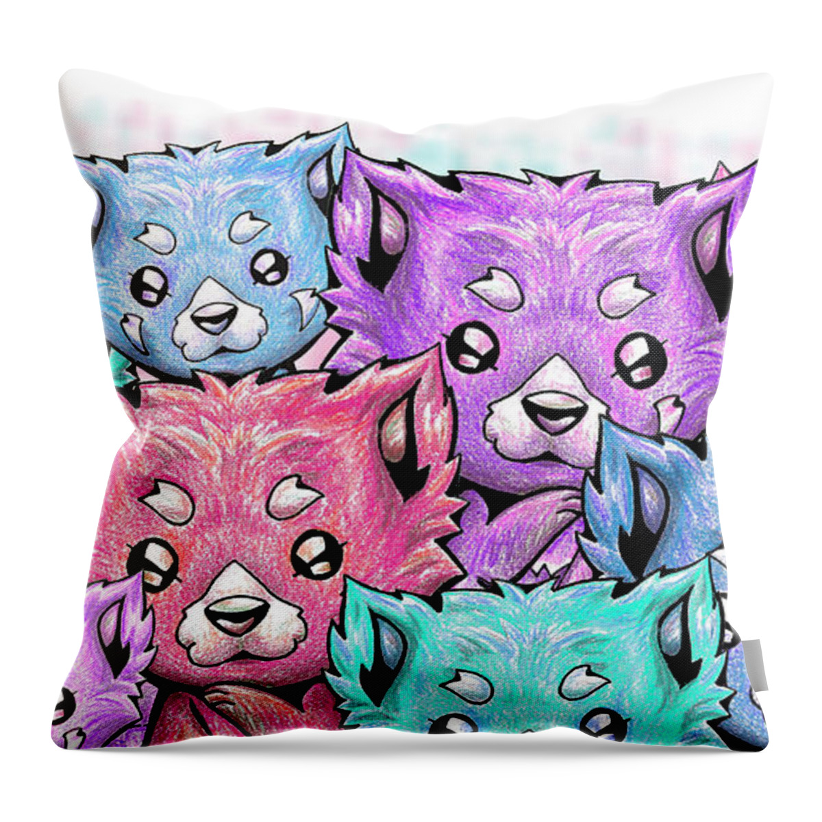 Panda Throw Pillow featuring the mixed media Curious Pandas by Sipporah Art and Illustration