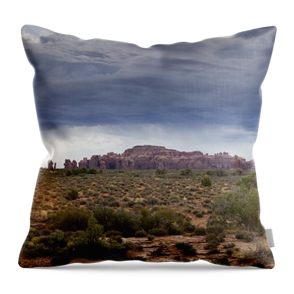 Panorama Throw Pillow featuring the photograph Panoramic View at Arches National Park by David Watkins