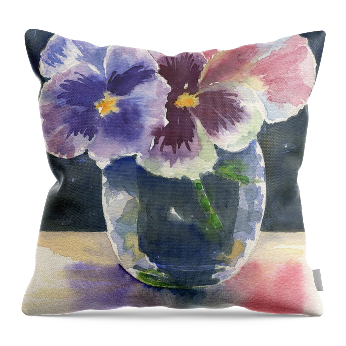 Pansies Throw Pillow featuring the painting Pansies by Marsha Elliott