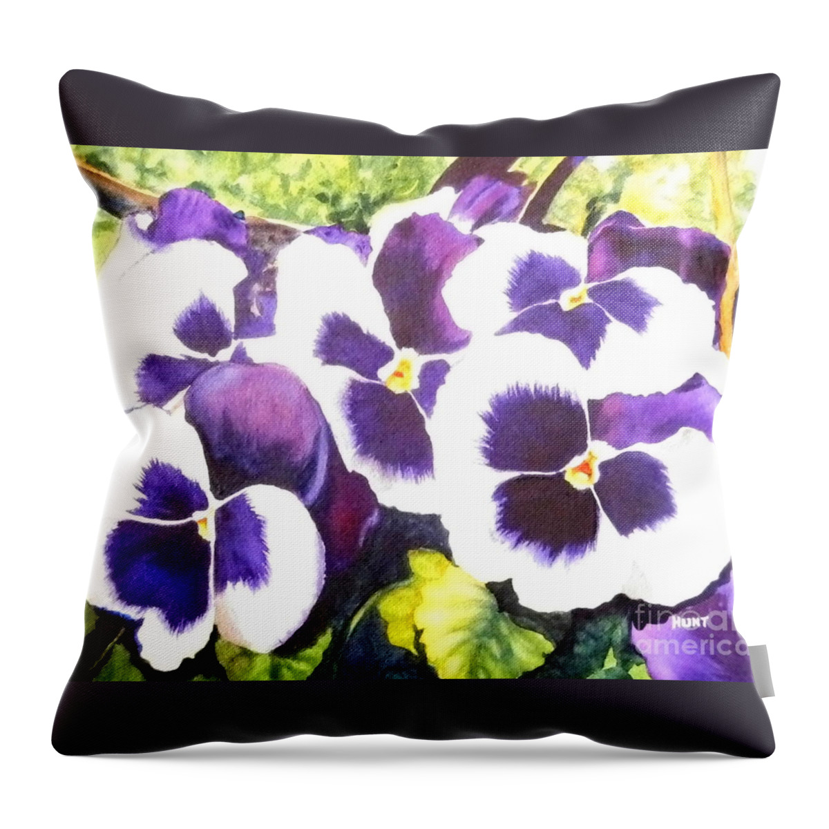 Pansy Throw Pillow featuring the painting Pansy Party by Shirley Braithwaite Hunt