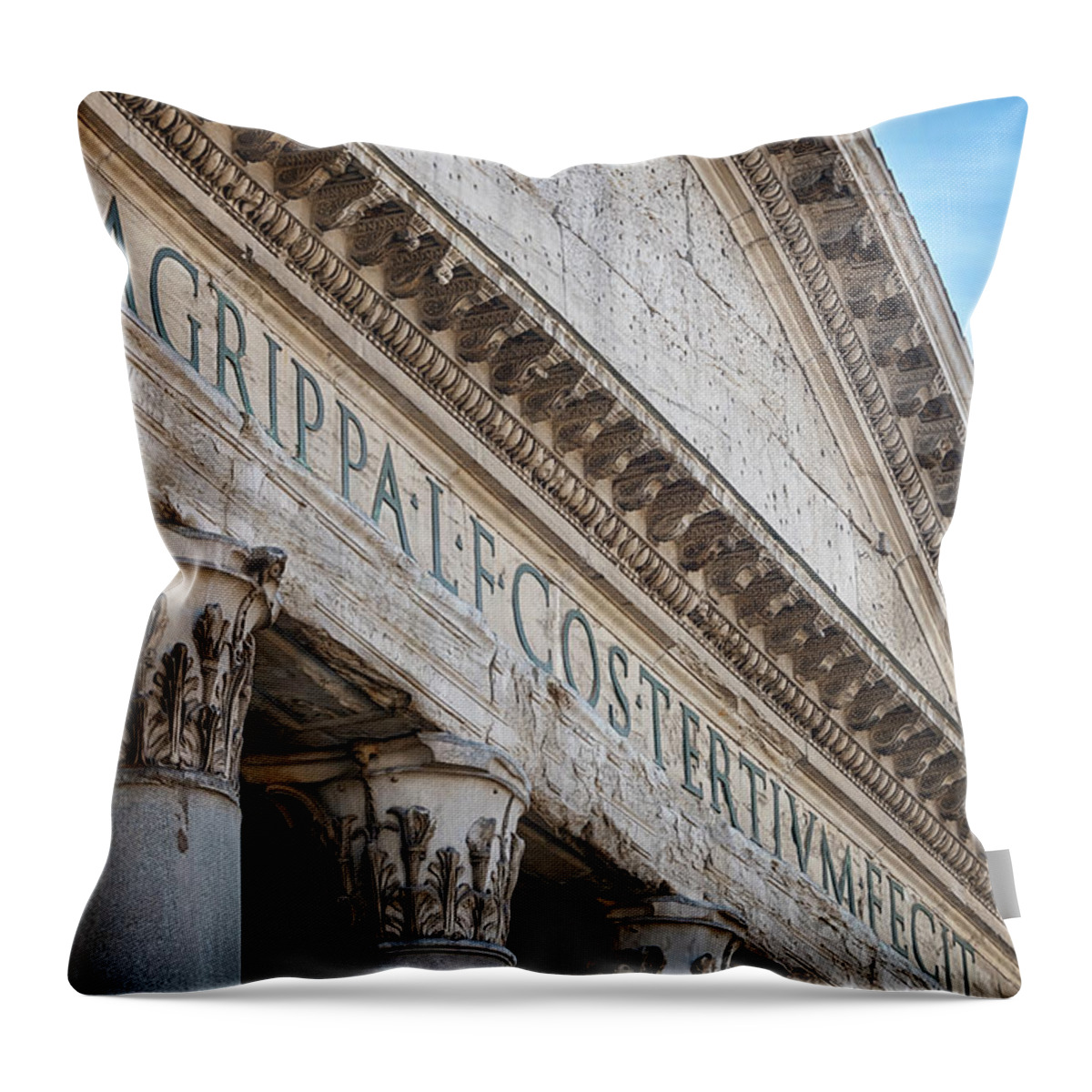 Joan Carroll Throw Pillow featuring the photograph Pantheon Rome Italy by Joan Carroll