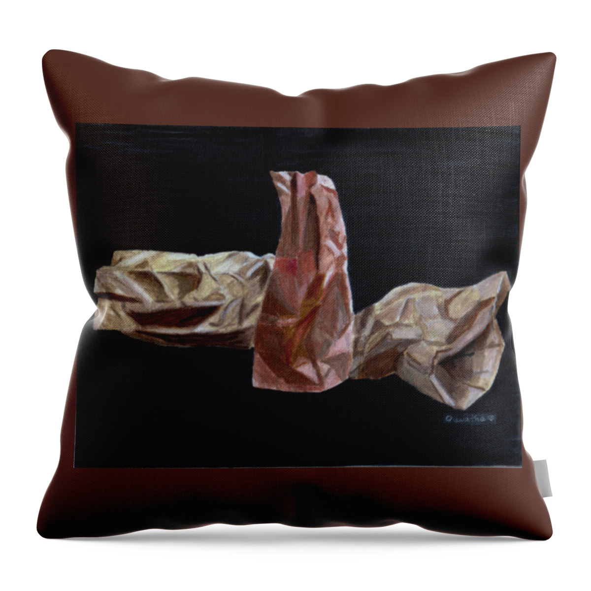 Bag Throw Pillow featuring the drawing Paper Bags by Quwatha Valentine