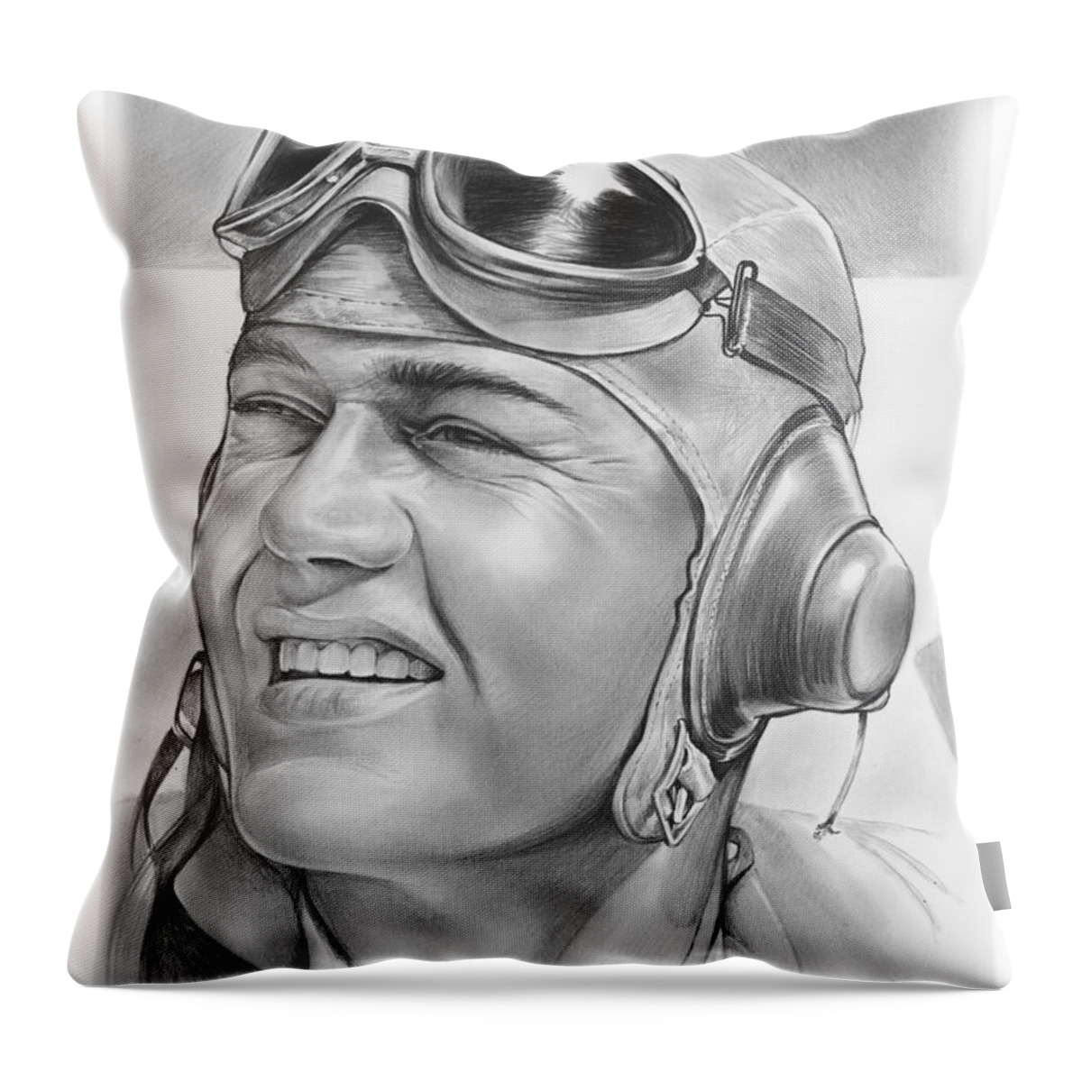 Hero Throw Pillow featuring the drawing Pappy Boyington by Greg Joens