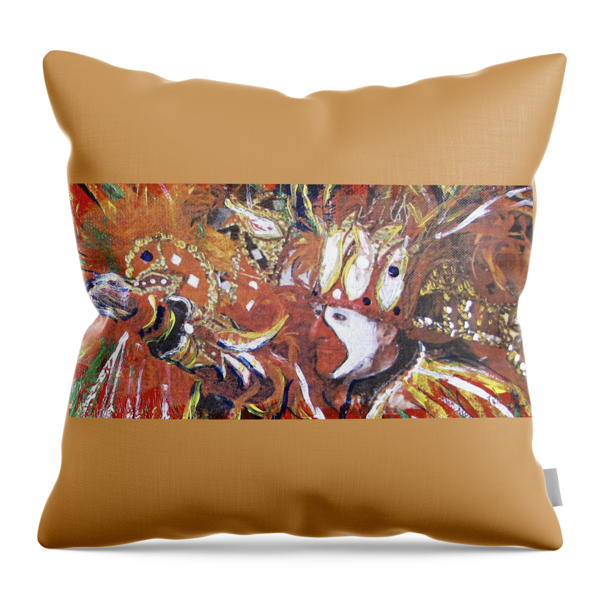 Mardi-gras Throw Pillow featuring the painting Leader of the Mardi-Gras by Gary Smith
