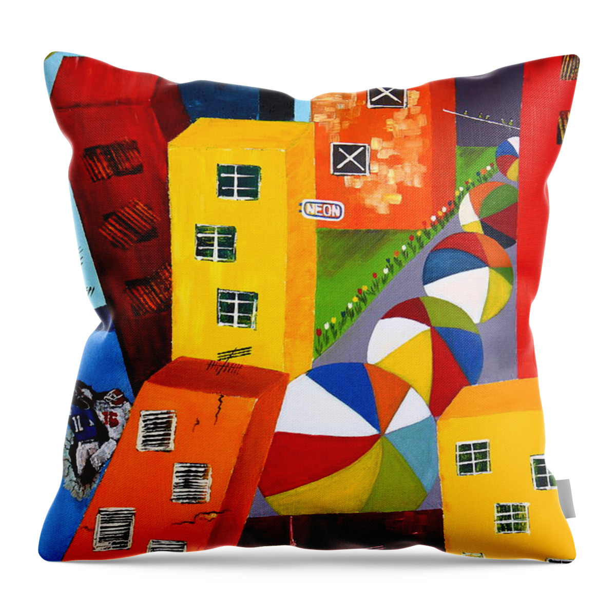 City Throw Pillow featuring the painting Parade The Day After by Barbara Teller