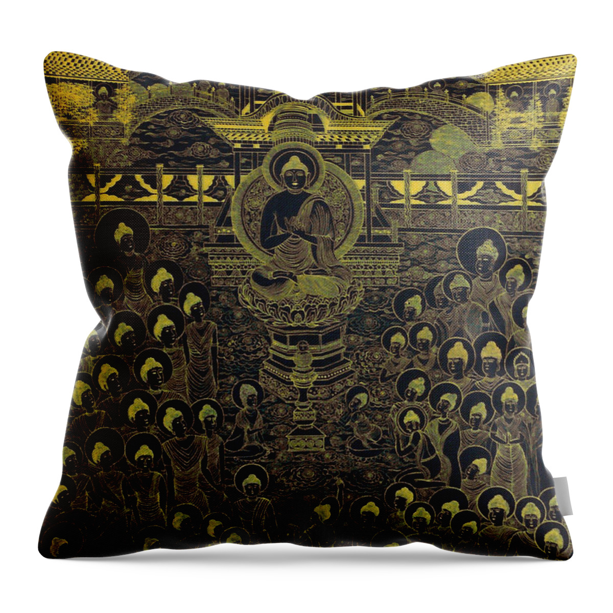 Google Images Throw Pillow featuring the painting Paradise Of Holy Sakyamuni by Fei A