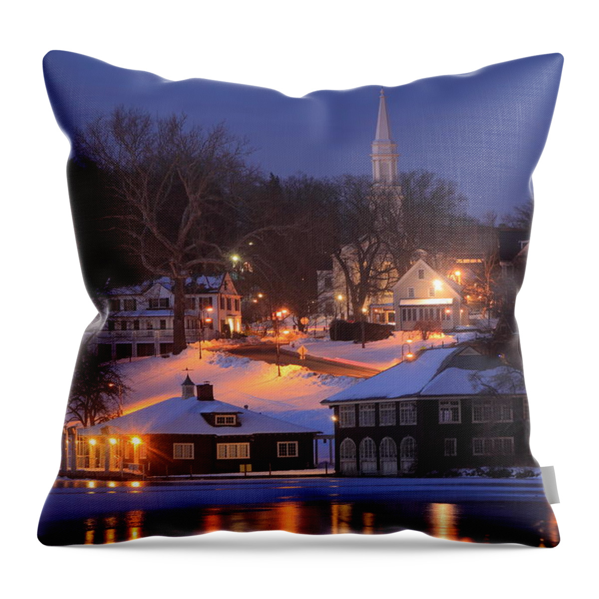 Smith College Throw Pillow featuring the photograph Paradise Pond Smith College Winter Evening by John Burk