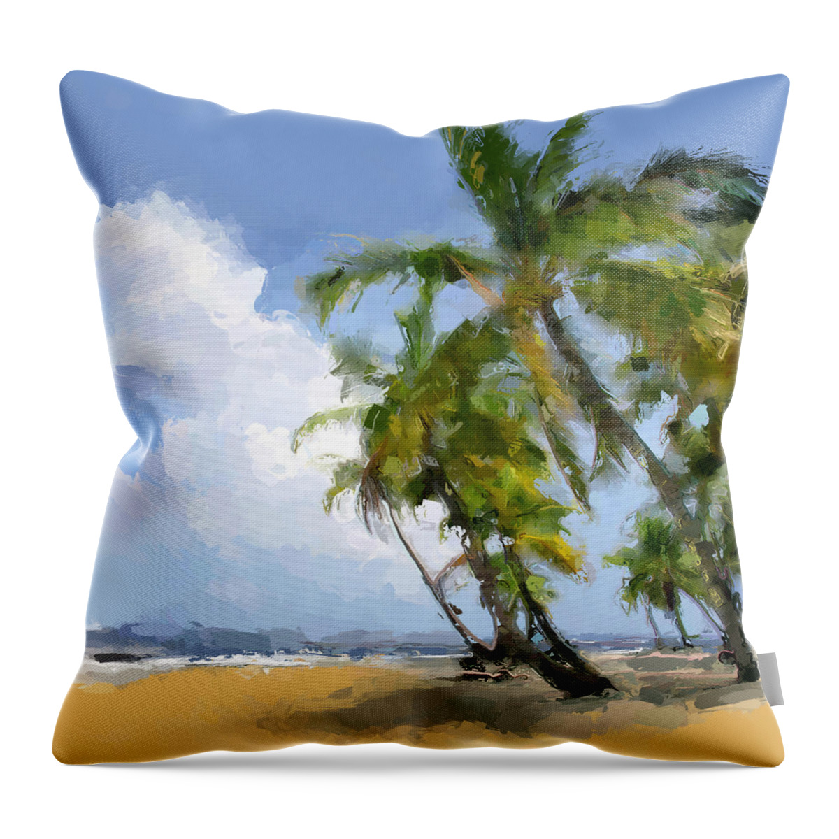 Anthony Fishburne Throw Pillow featuring the digital art Paradise tropical beach by Anthony Fishburne