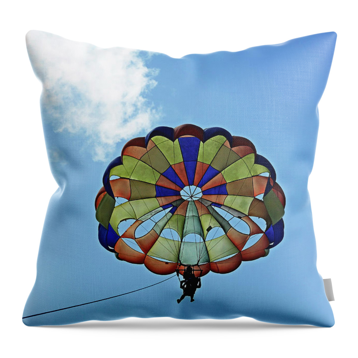 Parasailing Throw Pillow featuring the photograph Parasailing by Debbie Oppermann