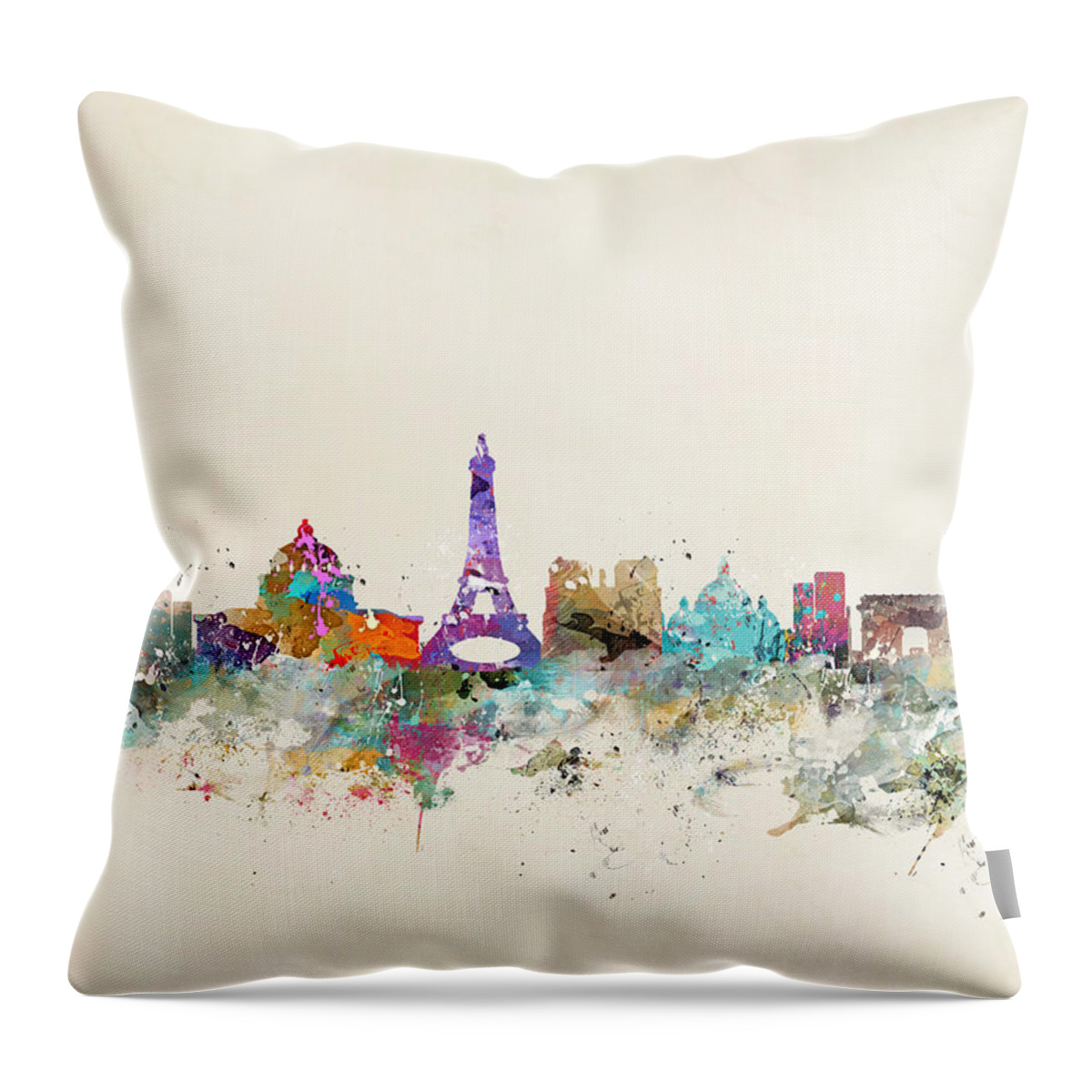 Paris Throw Pillow featuring the painting Paris City Skylline by Bri Buckley