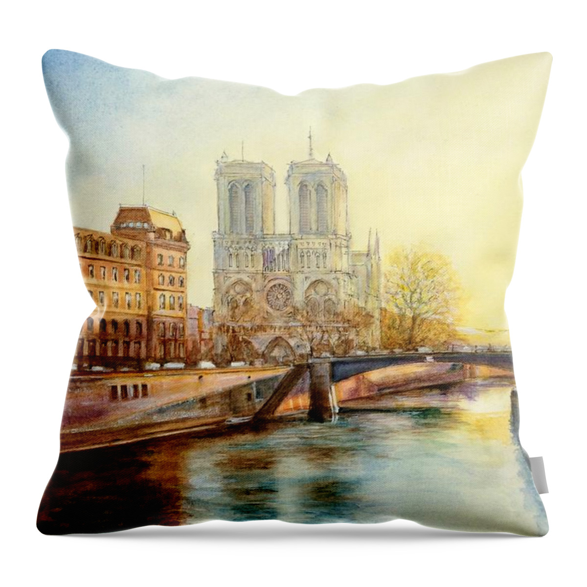 Paris Throw Pillow featuring the painting Paris Couche de Soleil by Dai Wynn