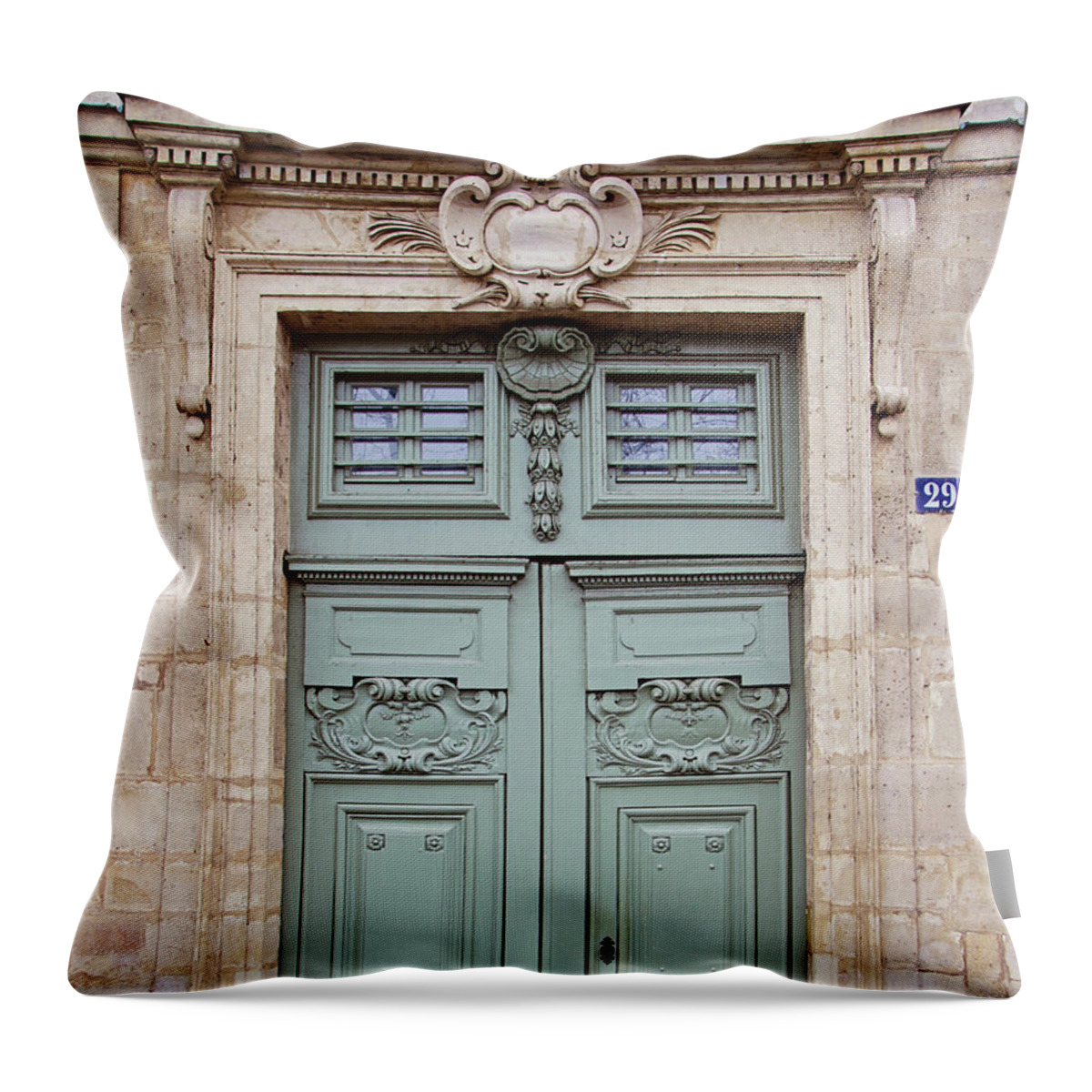 Paris Doors Throw Pillow featuring the photograph Paris Doors No. 29 - Paris, France by Melanie Alexandra Price