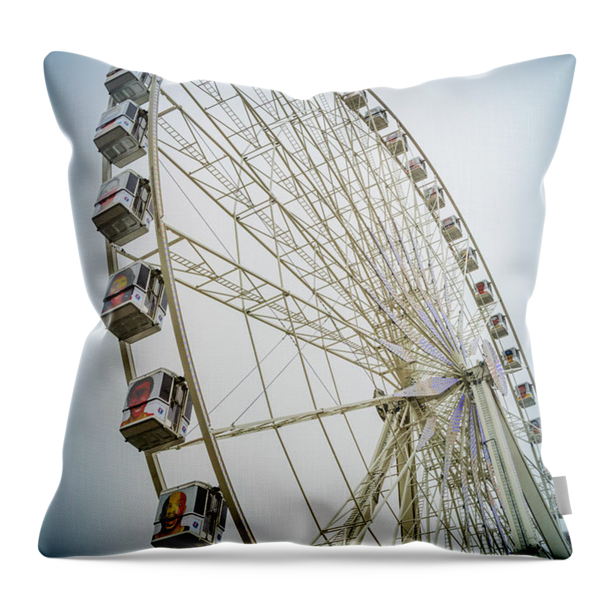 Joan Carroll Throw Pillow featuring the photograph Paris Observation Wheel by Joan Carroll