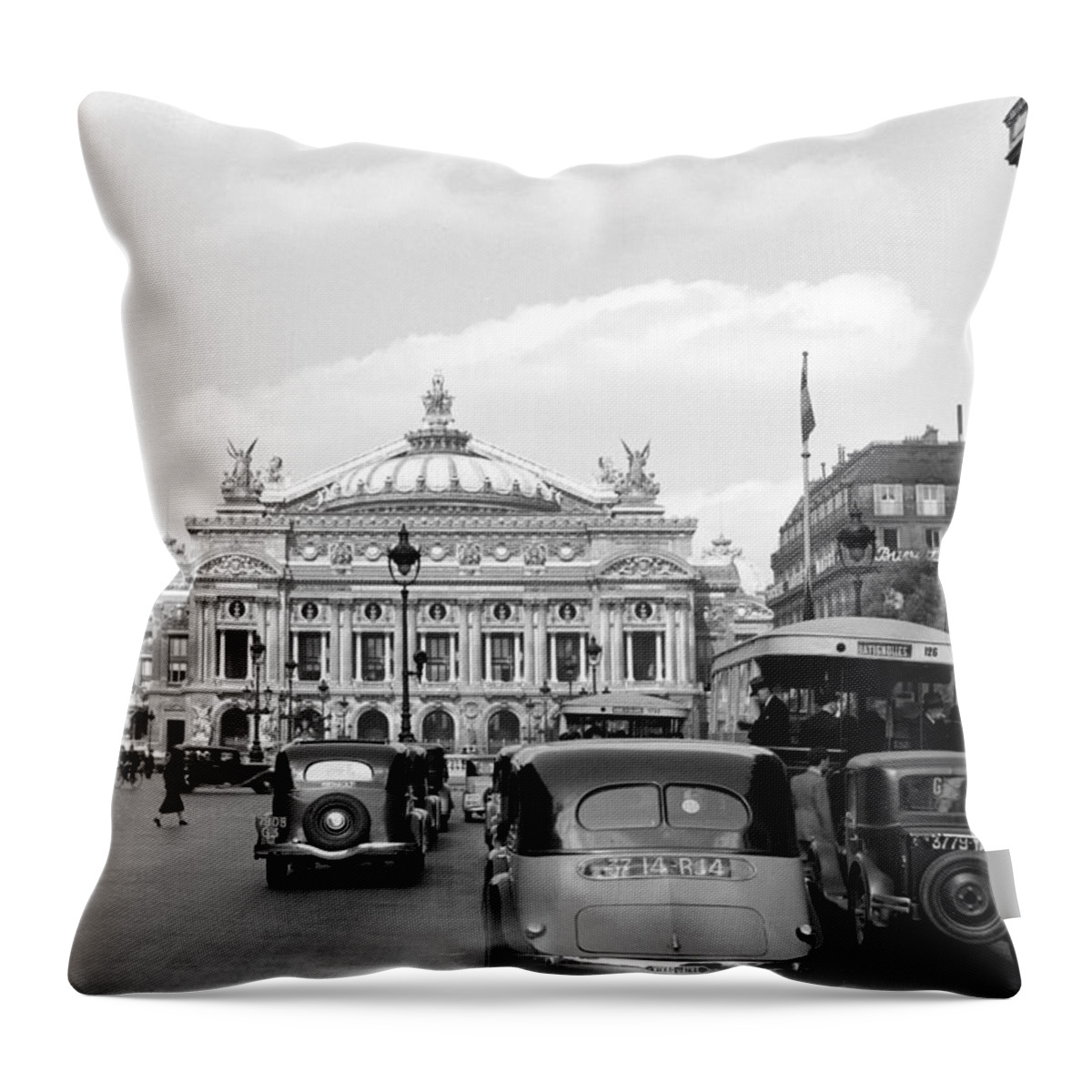 Paris Throw Pillow featuring the photograph Paris Opera 1935 by Andrew Fare