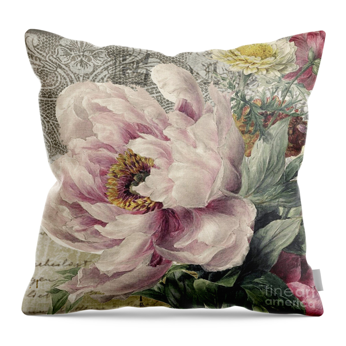 Peony Throw Pillow featuring the painting Paris Peony by Mindy Sommers