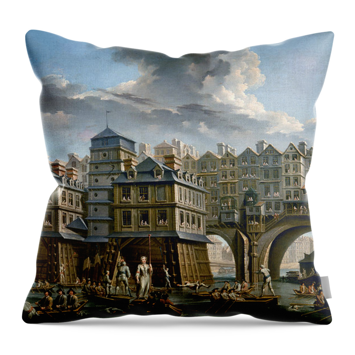  Throw Pillow featuring the painting Paris: Pont Notre-dame by Granger