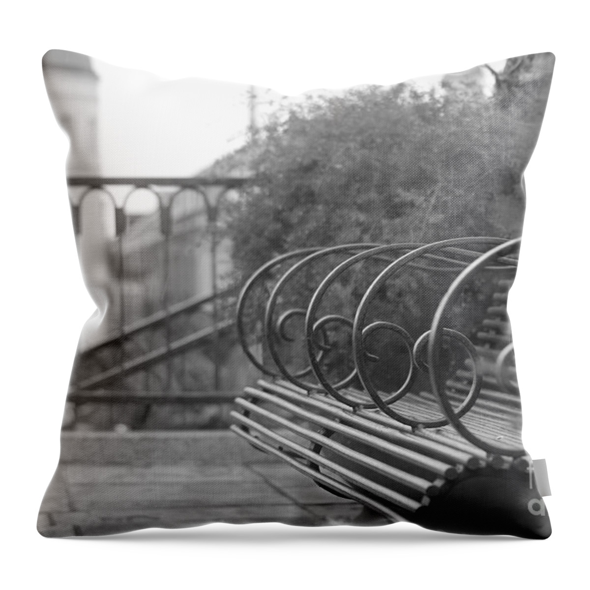 Park Bench Throw Pillow featuring the photograph Park bench by Michelle Powell