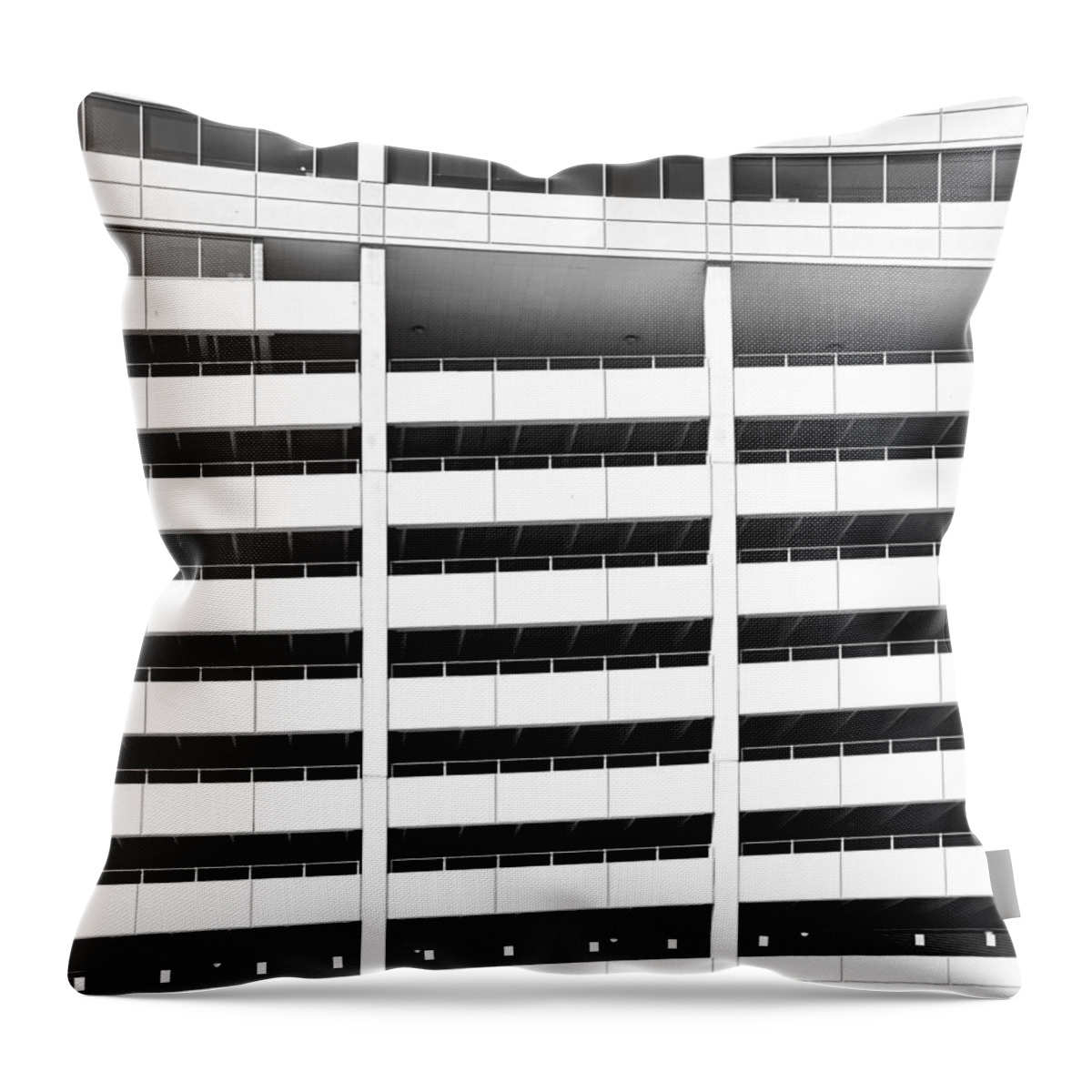 Parking Garage Abstract Architecture Building Black White Monchrome Throw Pillow featuring the photograph Parking Garage by Ken DePue