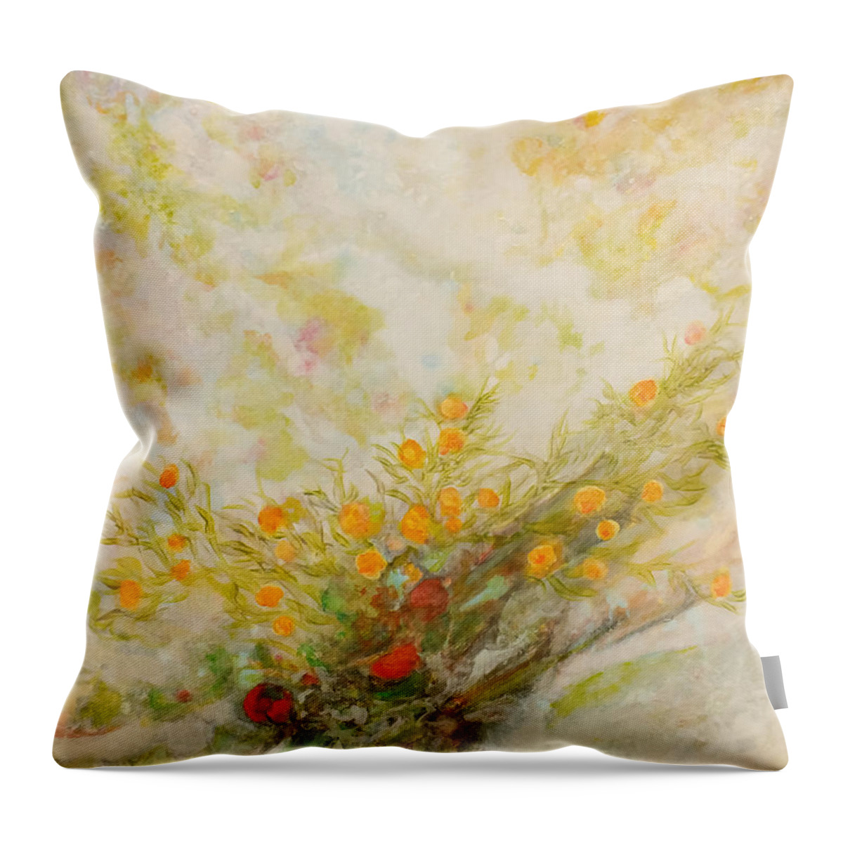 Calming Anger Throw Pillow featuring the painting Paroles Douce by Marc Dmytryshyn