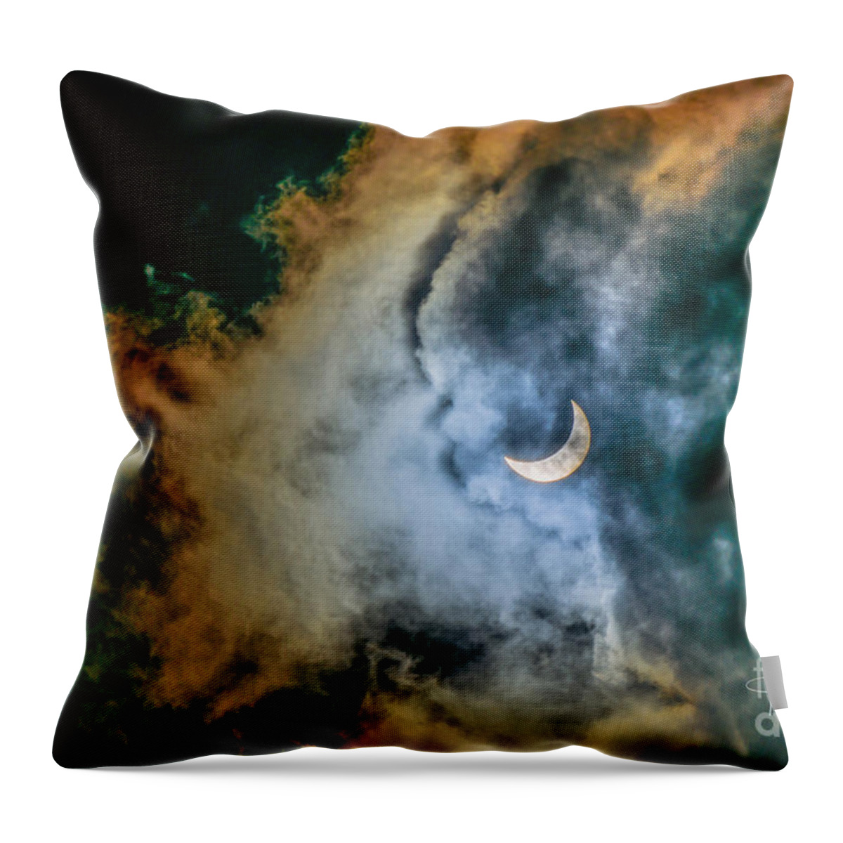Eclipse Throw Pillow featuring the photograph Partial Eclipse of the Sun by TK Goforth