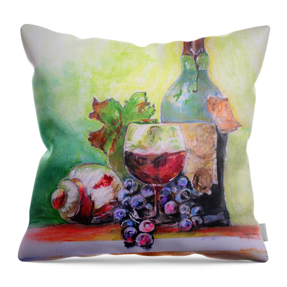 Still Life Throw Pillow featuring the painting Party arrangement by Khalid Saeed