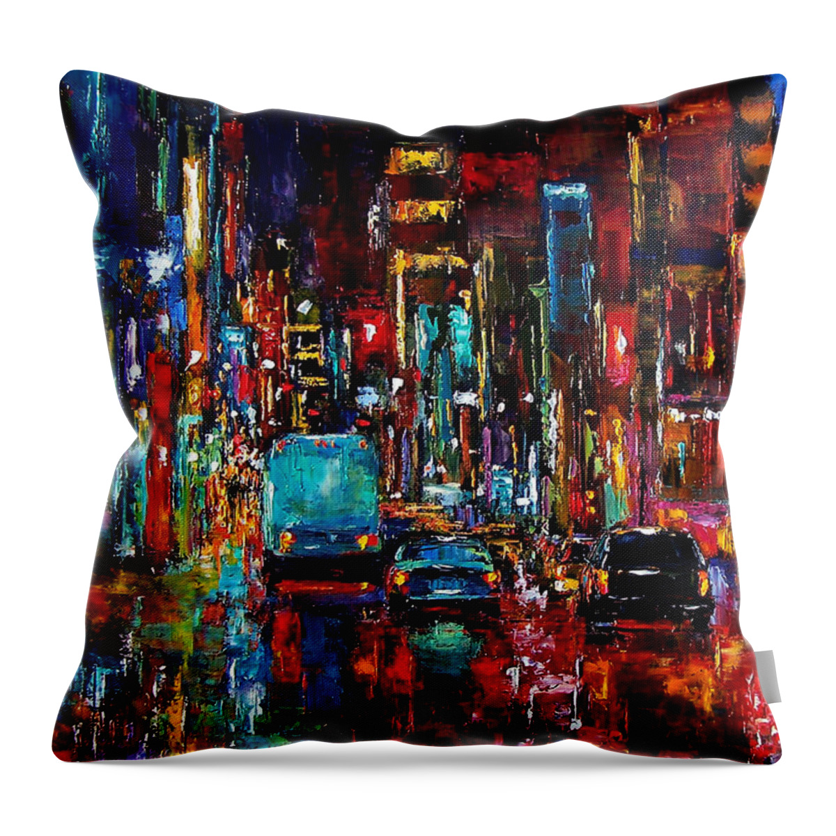 Cityscape Throw Pillow featuring the painting Party Of Lights by Debra Hurd