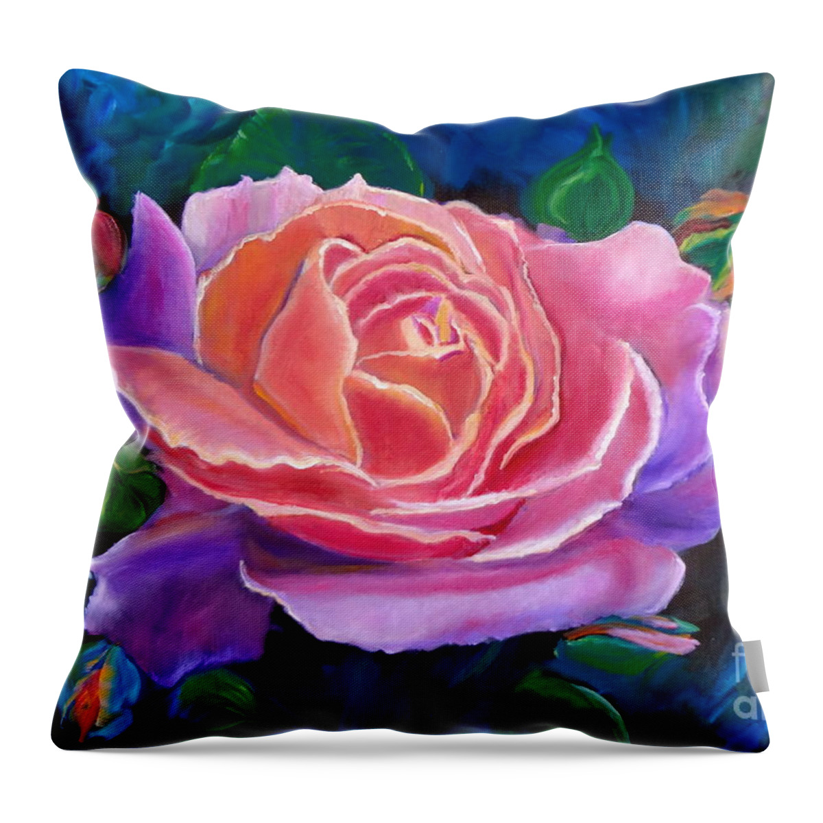 Rose Throw Pillow featuring the painting Gala Rose by Jenny Lee