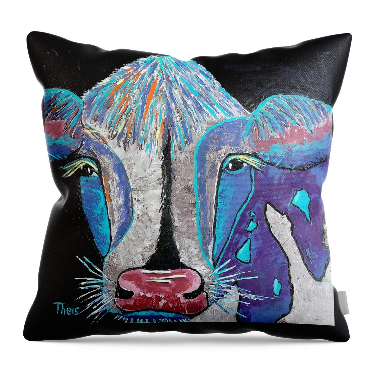 Cows Throw Pillow featuring the painting My Wild Side by Suzanne Theis