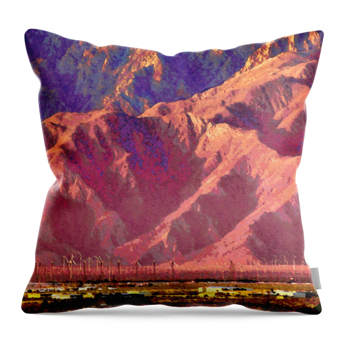 Windmills Throw Pillow featuring the photograph Pass Windmills by Timothy Bulone