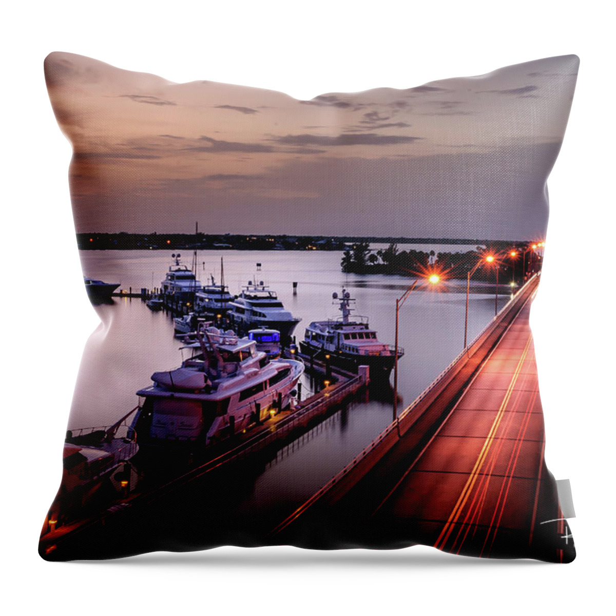 Boat Throw Pillow featuring the photograph Passing Lights by Rob Smith's