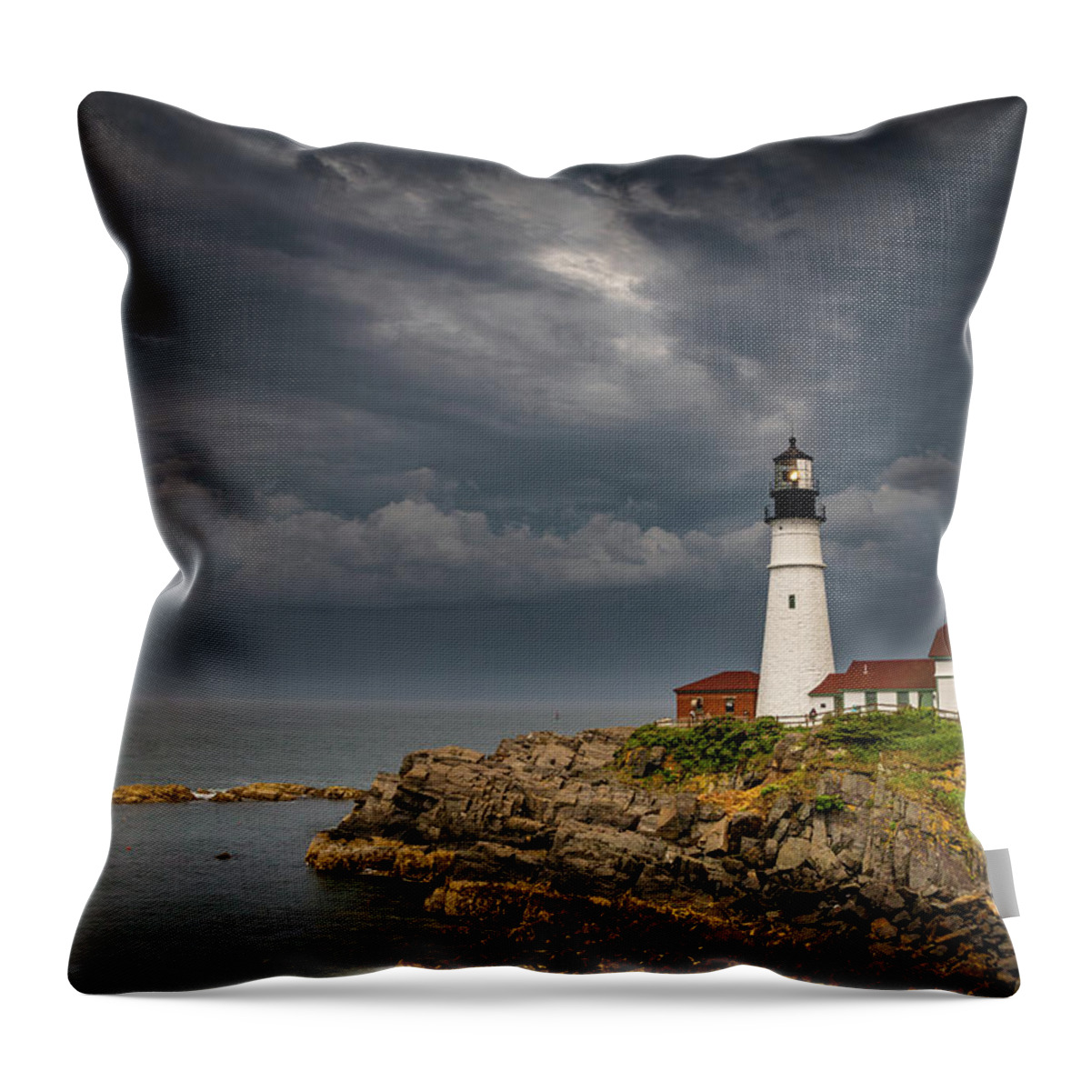 Maine Throw Pillow featuring the photograph Passing Storm by Colin Chase