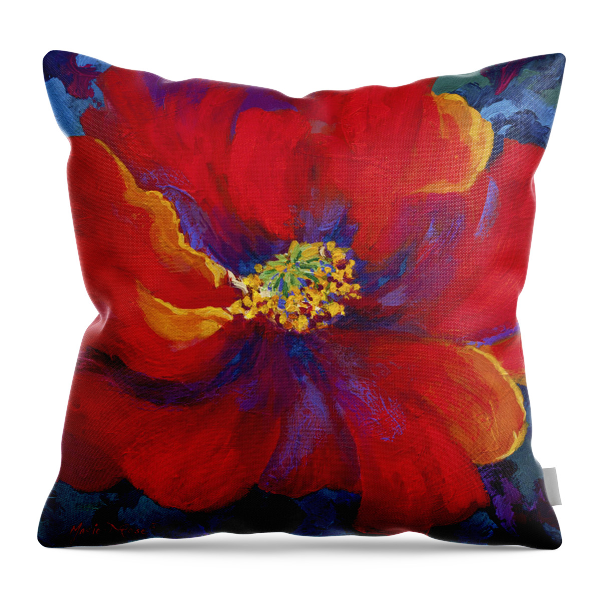 Flower Throw Pillow featuring the painting Passion - Red Poppy by Marion Rose