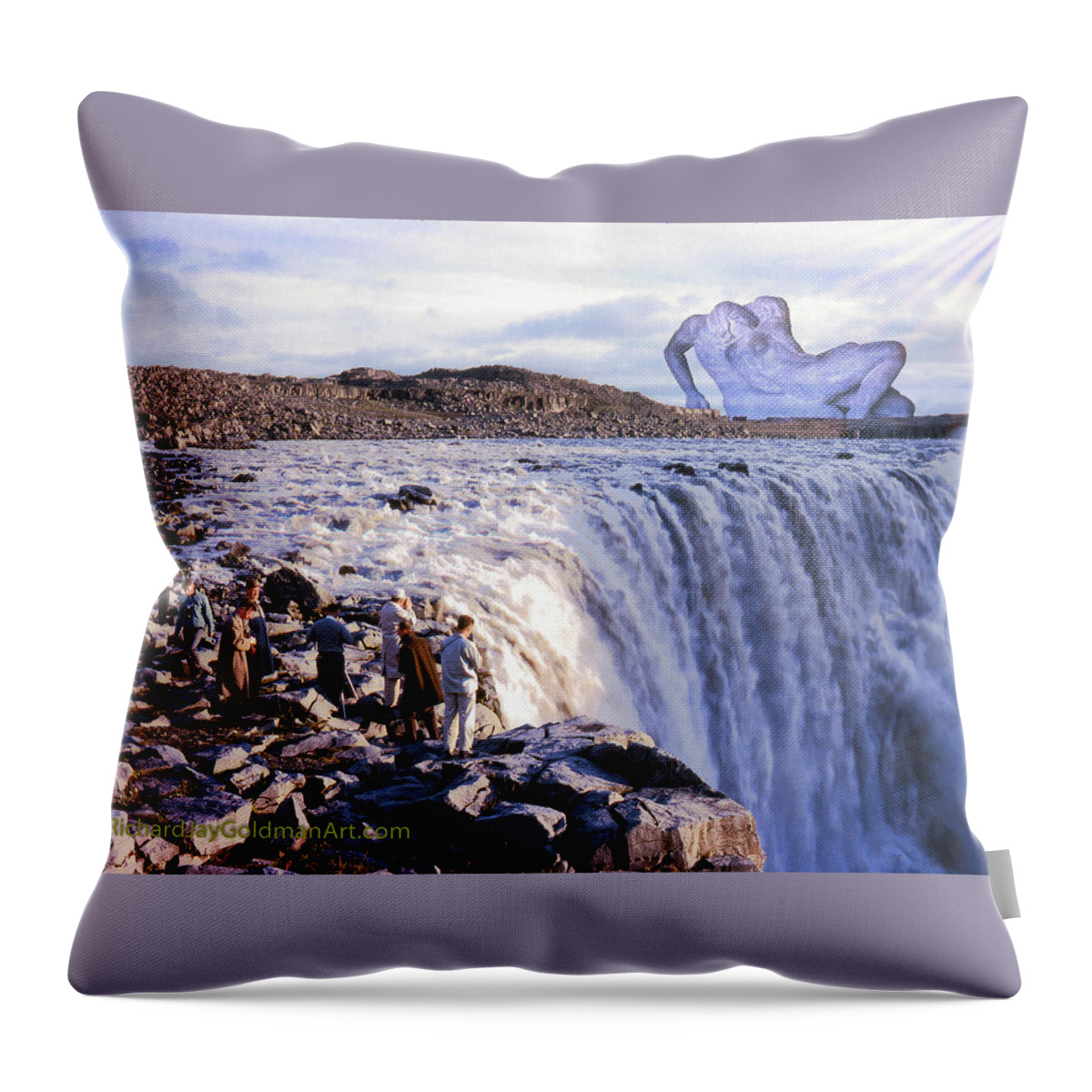 Iceland Throw Pillow featuring the digital art Passion at the Falls by Richard Goldman