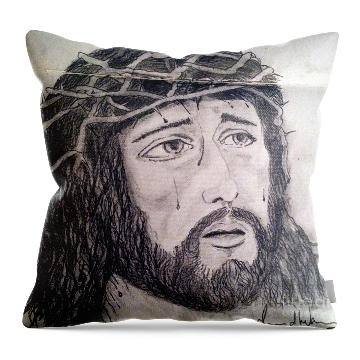 Passion Of Christ Throw Pillow featuring the painting Passion Of Christ by Brindha Naveen