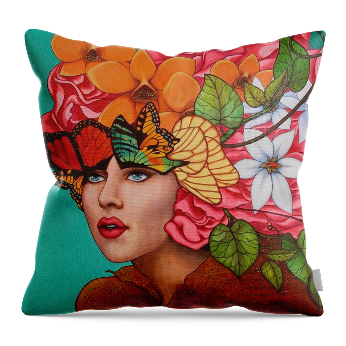 Woman Throw Pillow featuring the painting Passionate Pursuit by Helena Rose