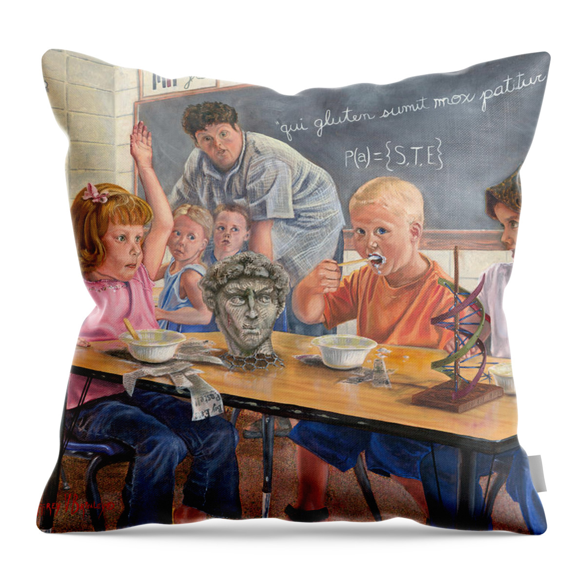 Children Throw Pillow featuring the painting Pasted by Jeff Brimley