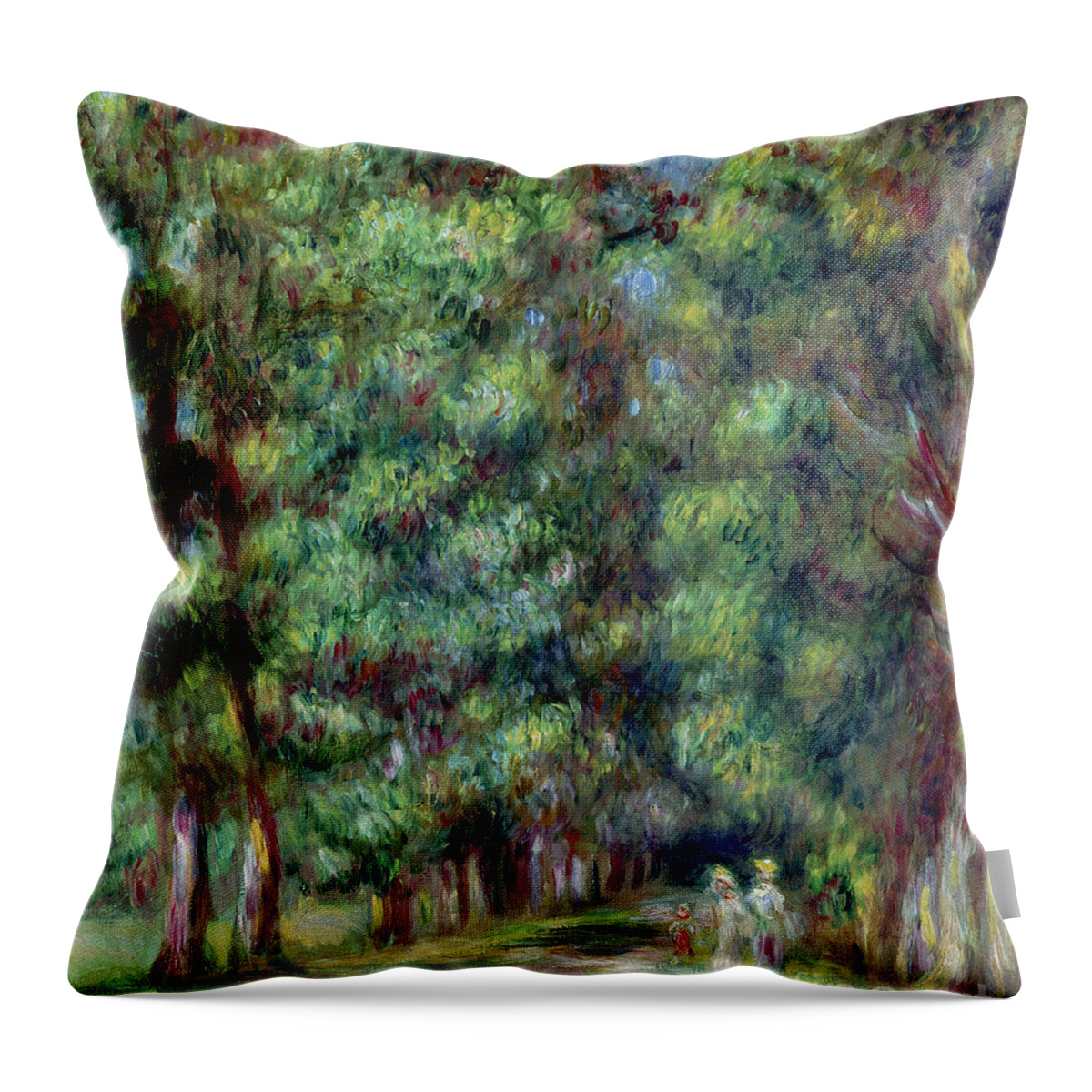 Path Throw Pillow featuring the painting Path in a Wood by Pierre Auguste Renoir