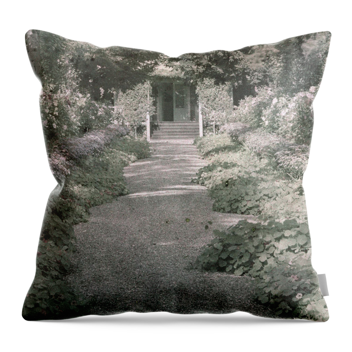 Path In Monet's Garden At Giverny Throw Pillow featuring the photograph Path in Monet's Garden at Giverny by French School