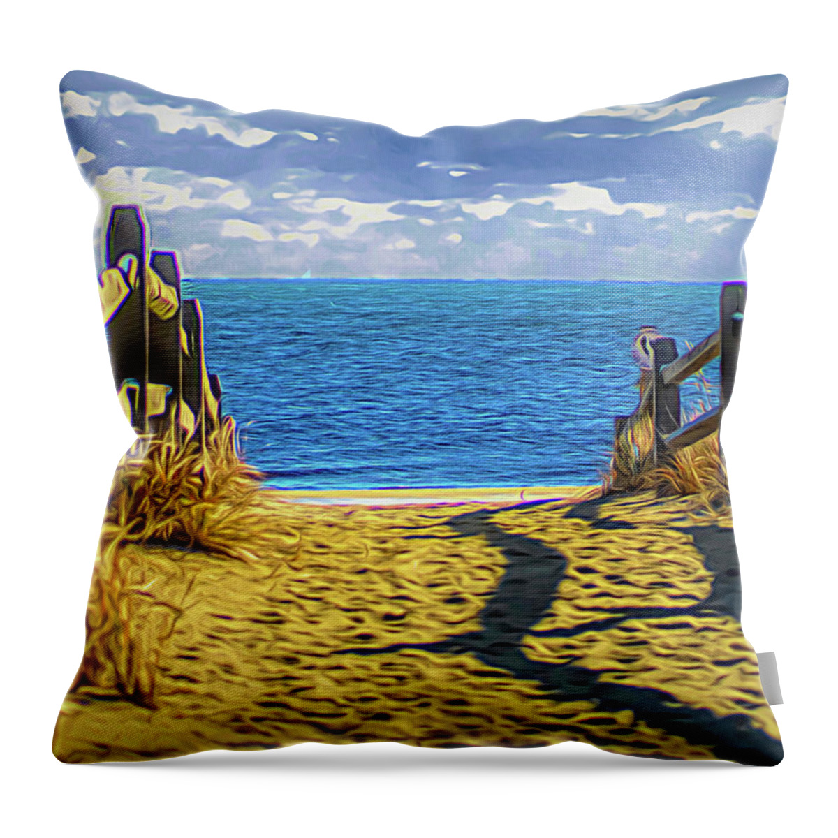 Atlantic Throw Pillow featuring the digital art Path To Peace by M Three Photos