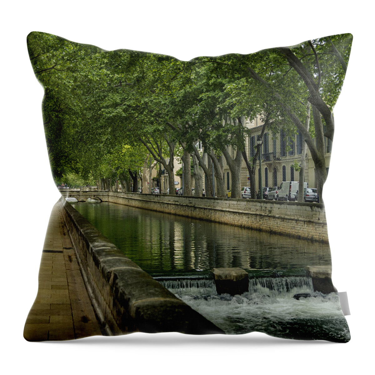 Quais De La Fontaine Throw Pillow featuring the photograph Pathway through Nimes by Scott Carruthers